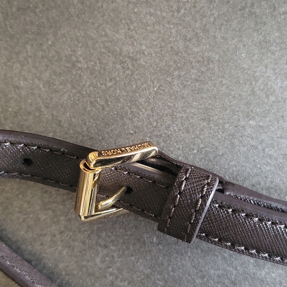 MICHAEL KORS HANDBAG REPLACEMENT STRAP BROWN SAFFIANO LEATHER GOLD HARDWARE - Picture 5 of 6